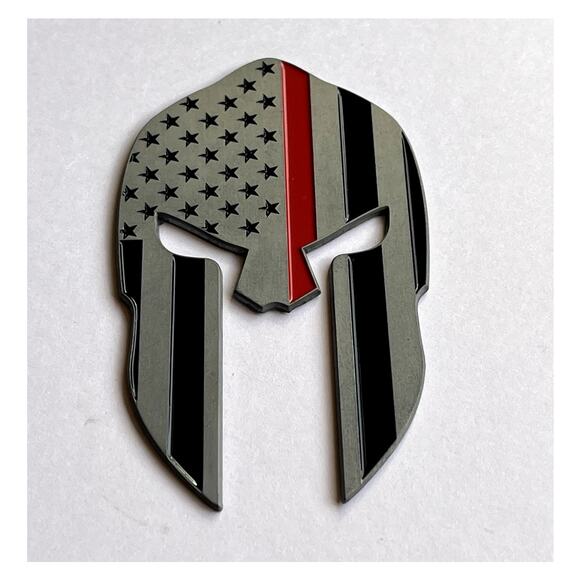 Thin Red Line FD American Flag Car Decal Spartan Helmet Vehicle Emblem - Picture 3 of 10